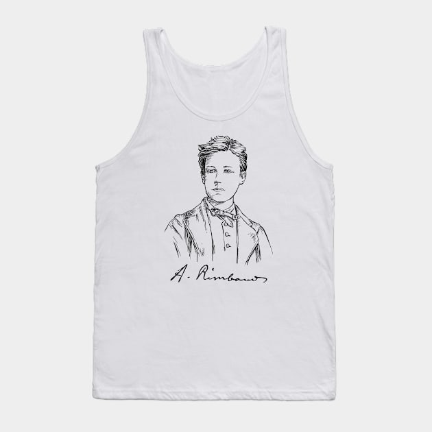 Arthur Rimbaud, French poet, Portrait, Signature Tank Top by StabbedHeart